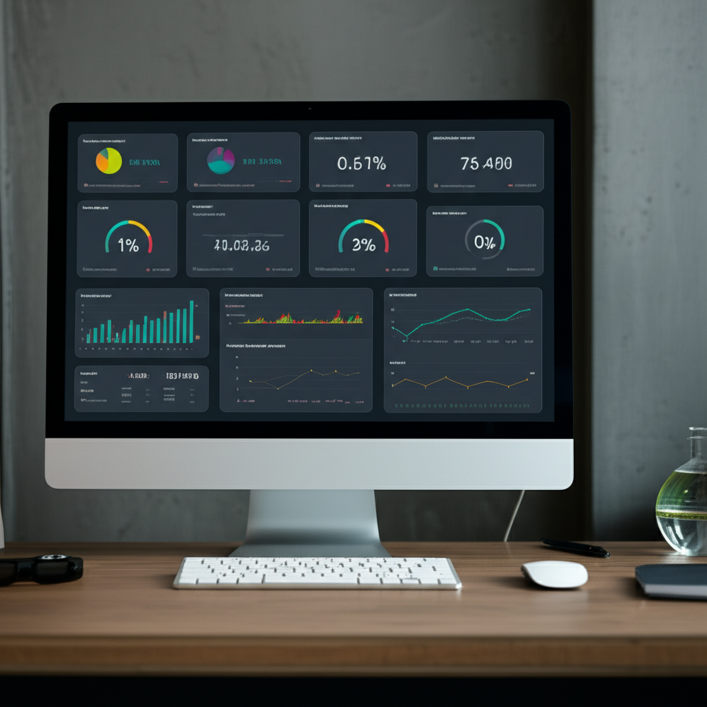 Performance marketing dashboard showing ad metrics and conversion rates